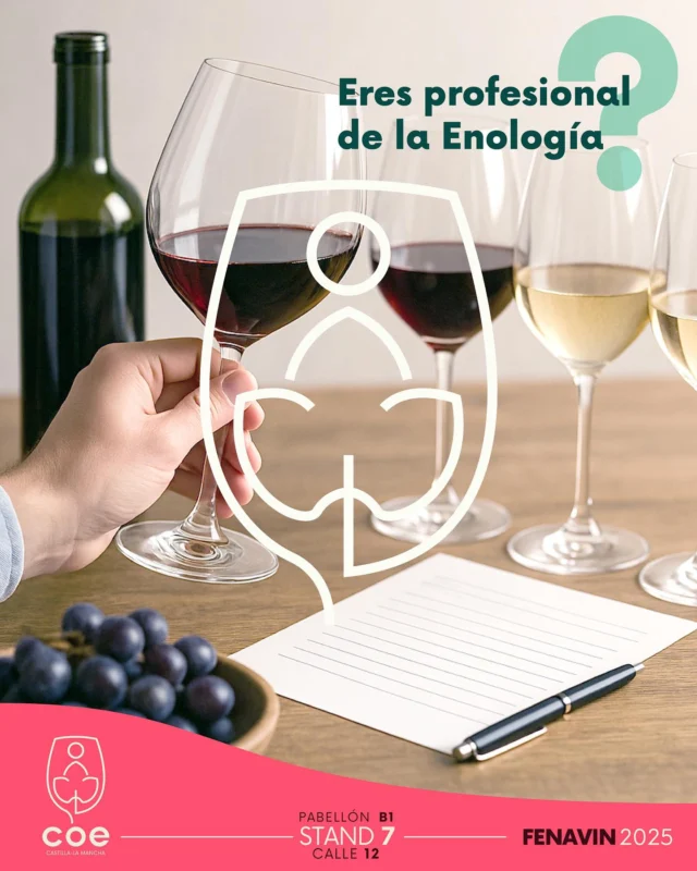 Eres profesional de la Enología?

Visítanos en FENAVIN (PABELLÓN B1 / CALLE 12 / STAND 7) y conoce los servicios que ofrecemos para

🍃 COLEGIADOS
🍇 ASOCIADOS
🍷 ESTUDIANTES

Entra en nuestra web www.colegioenologiaclm.es y conoce todas las novedades en nuestro sector!

#fenavin
